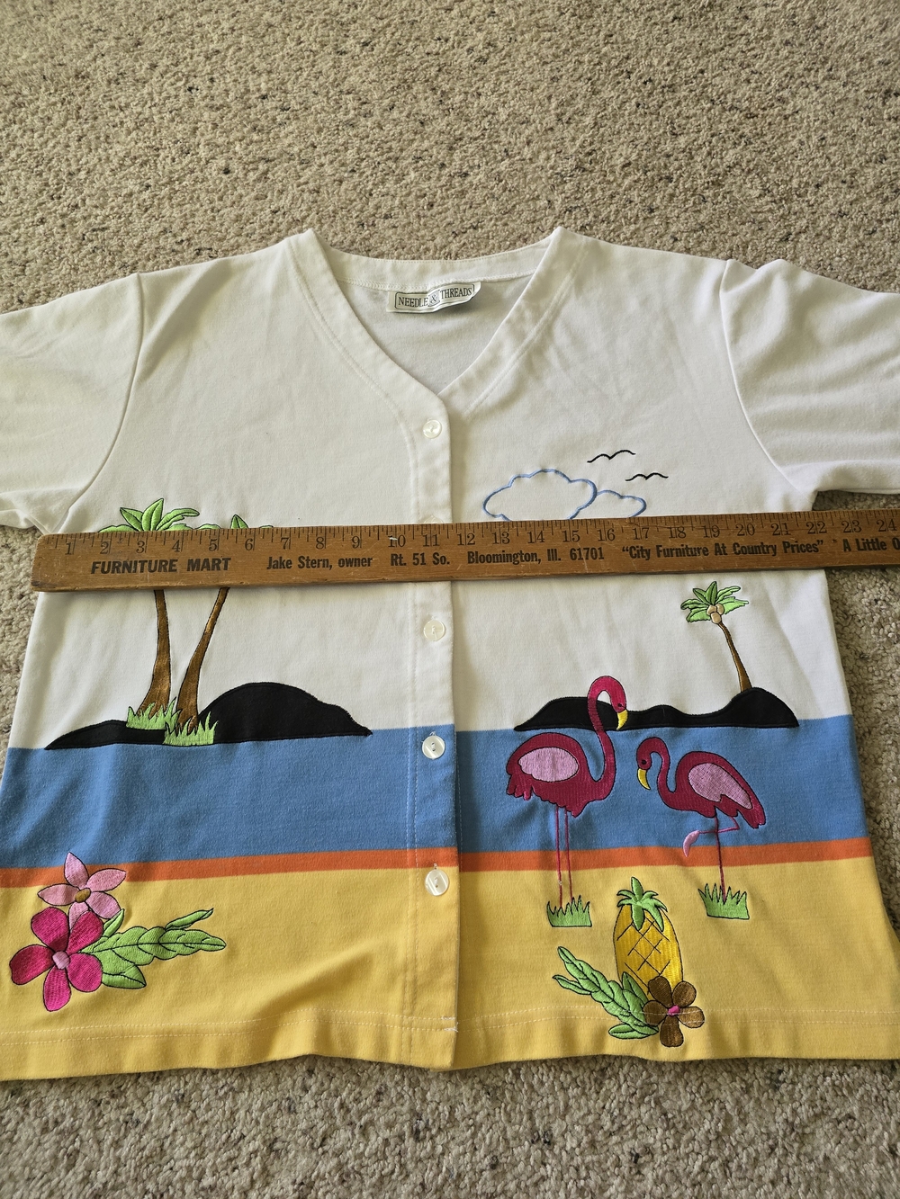 Needle & Thread White Flamingo Button-Front Top - Picture 4 of 9